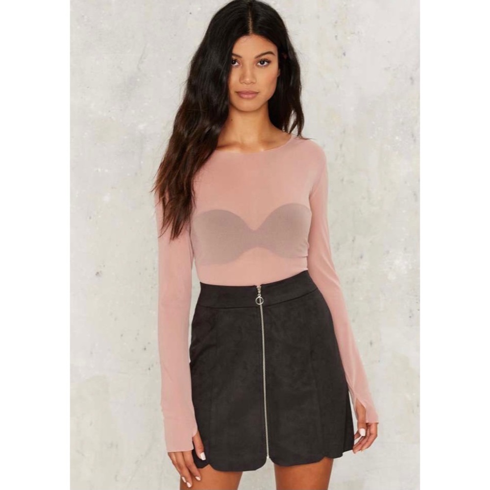 Nasty Gal WAYF Warwick Zip Up Suede Mini Skirt